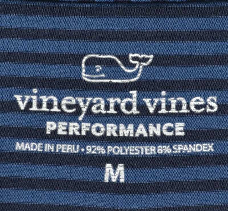 Vineyard Vines Performance Men's Medium Navy Blue Striped Whale Golf Polo Shirt