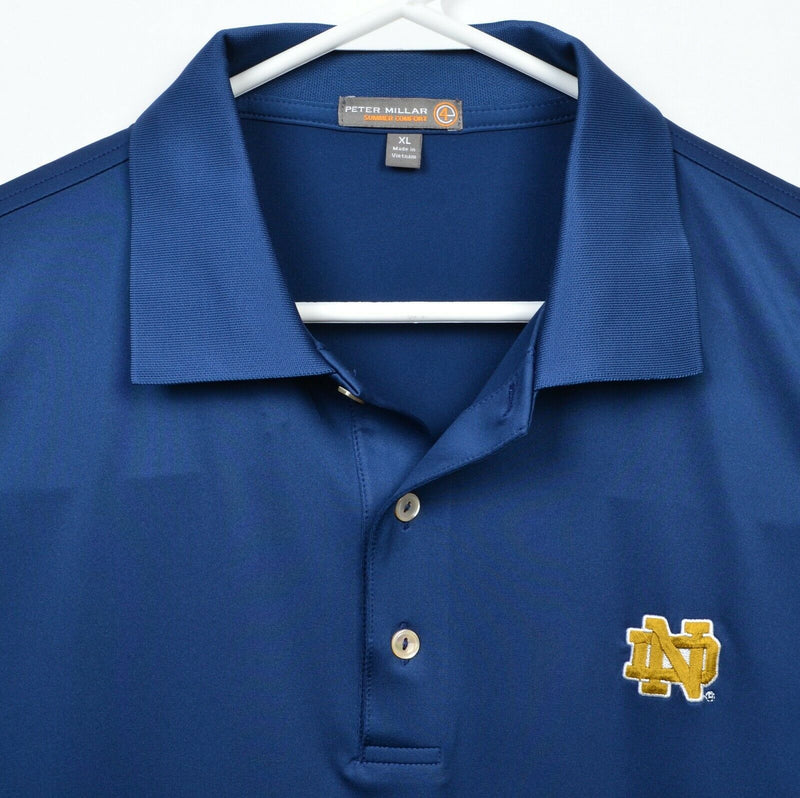 Peter Millar Men's XL Notre Dame Summer Comfort Blue Wicking ND Golf Polo Shirt