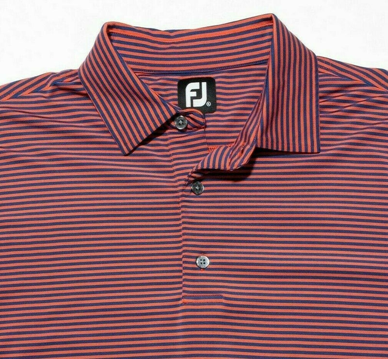 FootJoy Golf Shirt XL Men's Polo Orange Blue Striped Wicking Stretch Performance