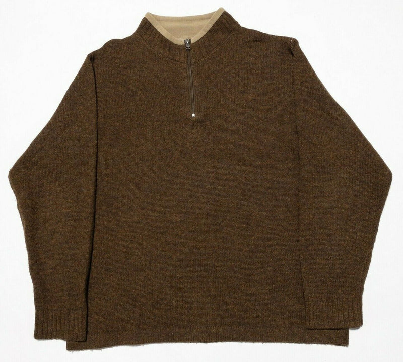 Woolrich Sweater Men's LT (Large Tall) 1/4 Zip Pullover Knit Brown Birch Heather
