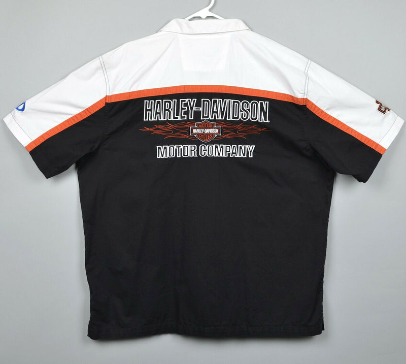Harley-Davidson Staff Men's XL White Black Orange Buell Garage Mechanic Shirt