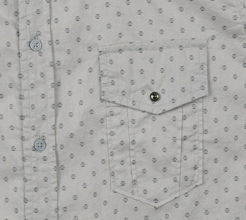 Diesel Men's Medium Gray Geometric Short Sleeve Snap Pocket Button-Front Shirt