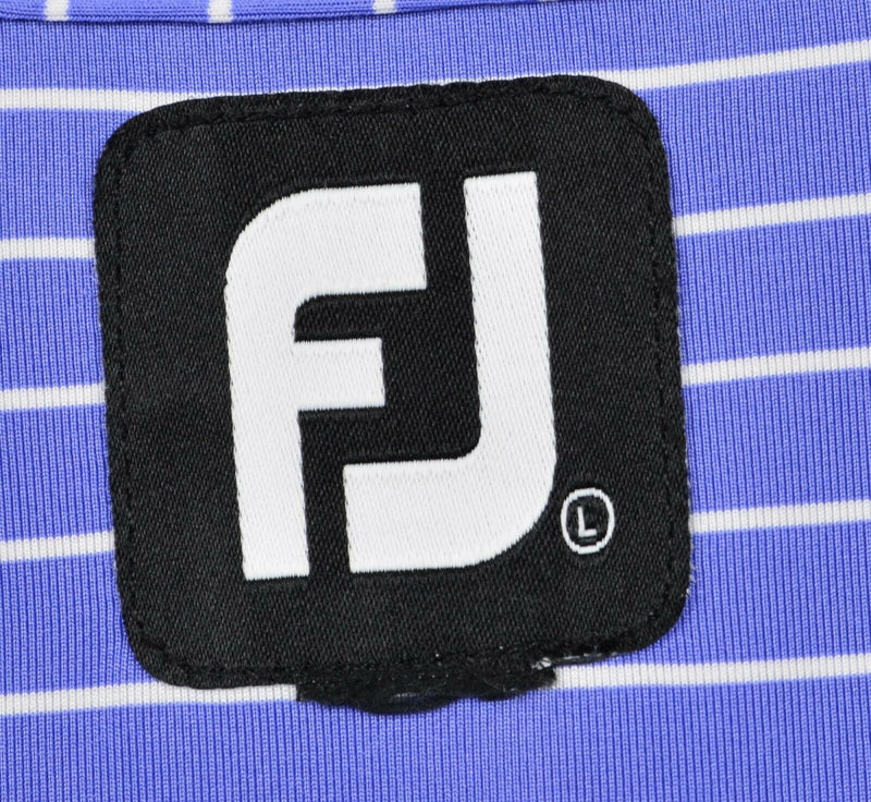 FootJoy Men's Sz Large Purple Striped FJ Performance Golf Polo Shirt Saddlebrook