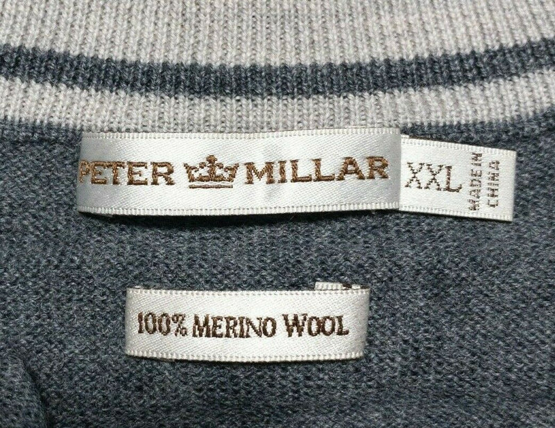 Peter Millar Men's 2XL 100% Merino Wool Gray 1/4 Zip Pullover Golf Sweater