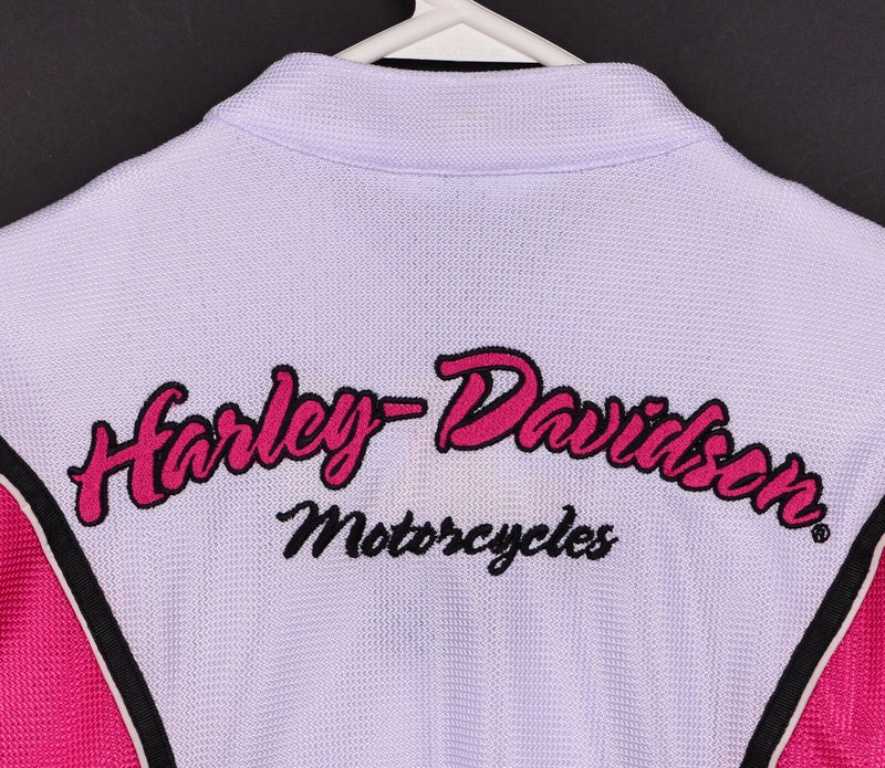 Harley Davidson Womens Sz XS White Pink Polyester Mesh Motorcycle Riding Jacket