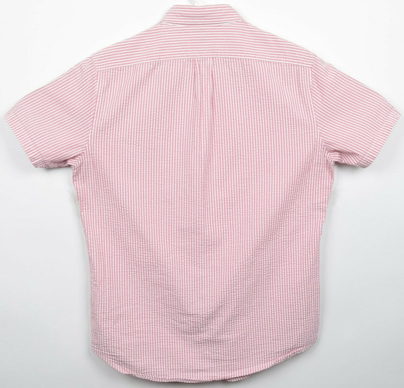 J. Crew Men's Small Seersucker Pink Pinstripe S/S Classic Button-Down Shirt