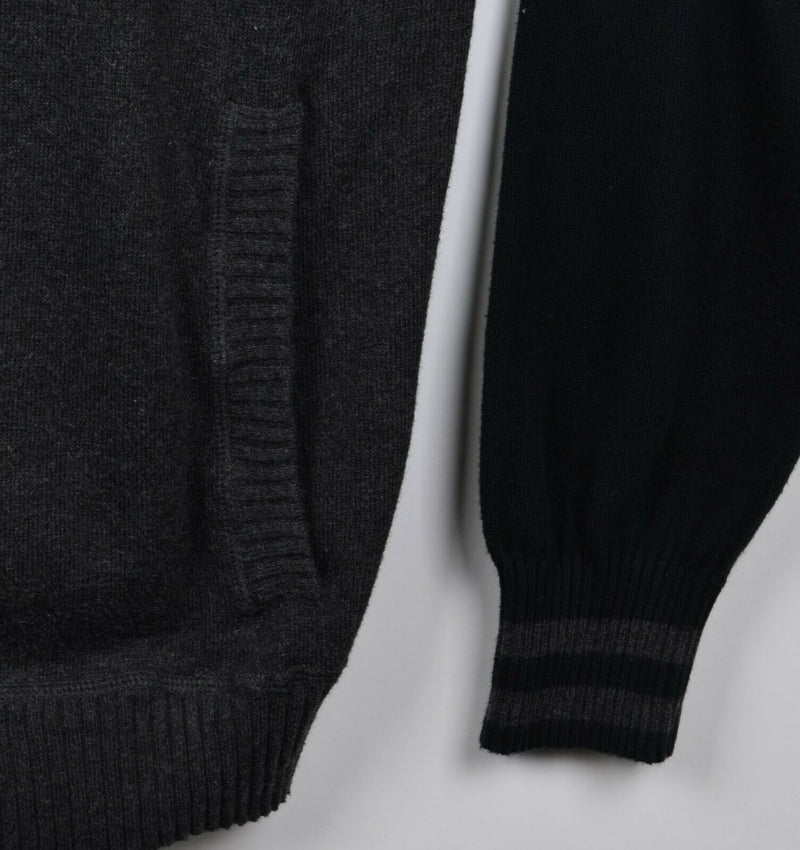Linksoul Men's XL Gray Black Cotton Cashmere Blend Full Zip Golf Sweater Jacket