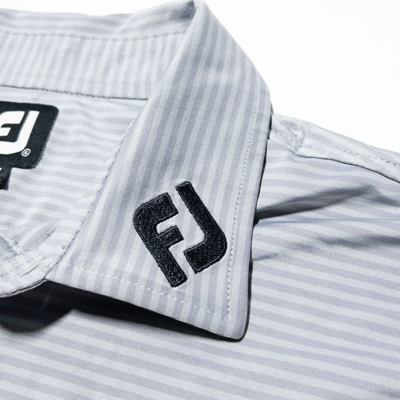 FootJoy Tour Issue Polo XL Men's Golf Shirt Gray Striped Paylocity Logo Collar