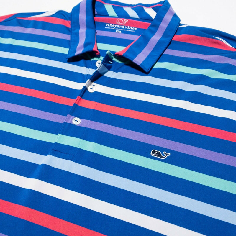 Vineyard Vines XXL Polo Men's Dewey Stripe Performance Golf Colorful Striped 2XL