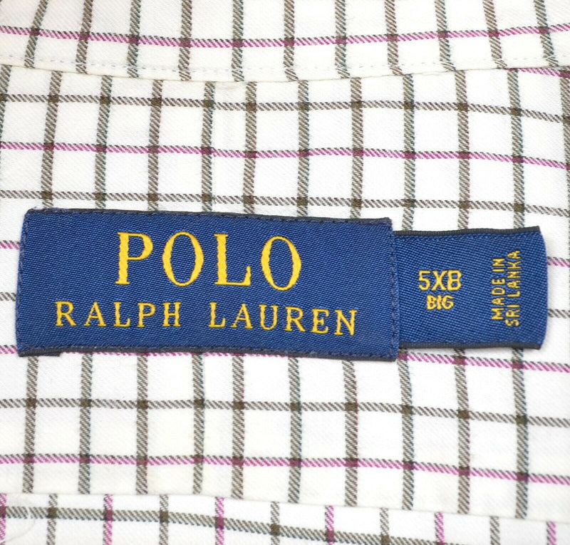 Polo Ralph Lauren Men's Sz 5XB Cream White Plaid Check Button-Down Shirt