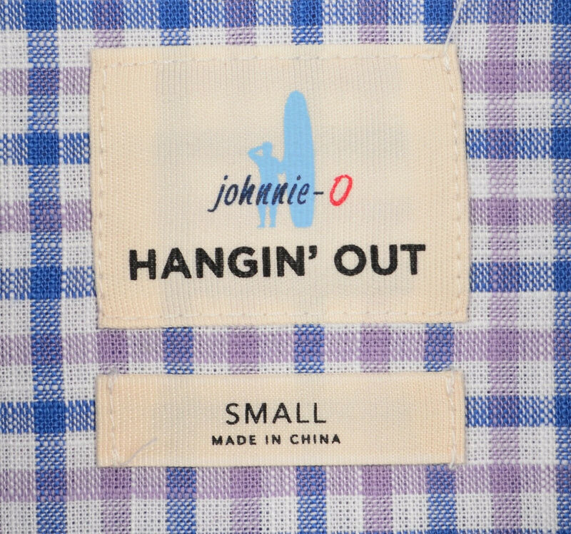 Johnnie-O Men's Sz Small Hangin' Out Blue Purple Plaid Check Button-Down Shirt