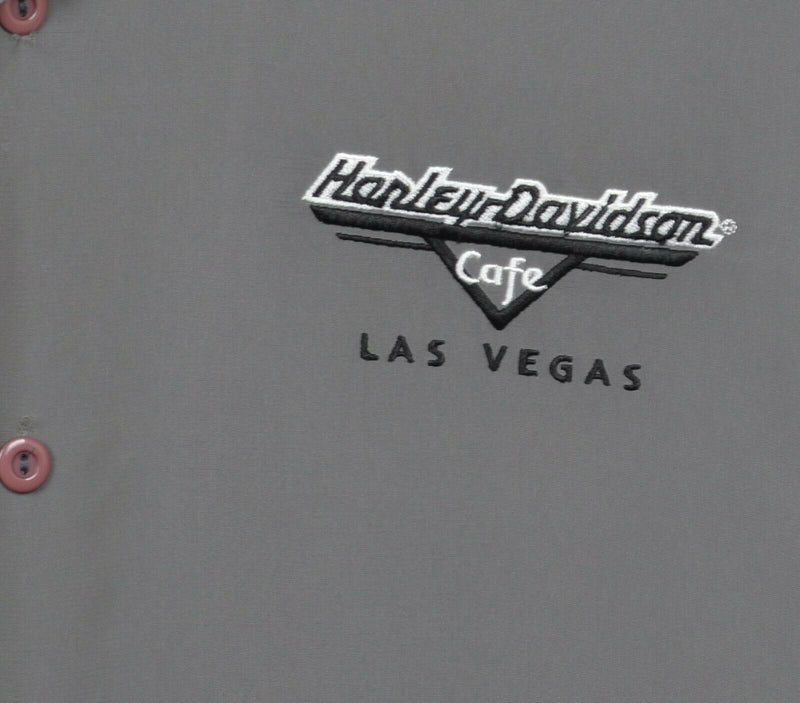 Harley-Davidson Cafe Men's 2XL Las Vegas Barb Wire Gray Hawaiian Camp Shirt