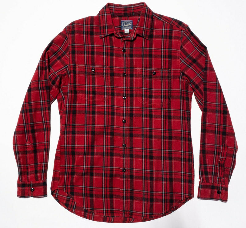 J. Crew Sportsmen Mid-Weight Flannel Shirt Holiday Red Plaid Men's Small