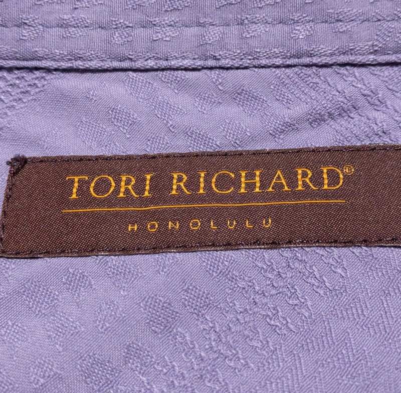 Tori Richard Silk Blend Shirt Mens XL Textured Woven Purple Long Sleeve Hawaiian