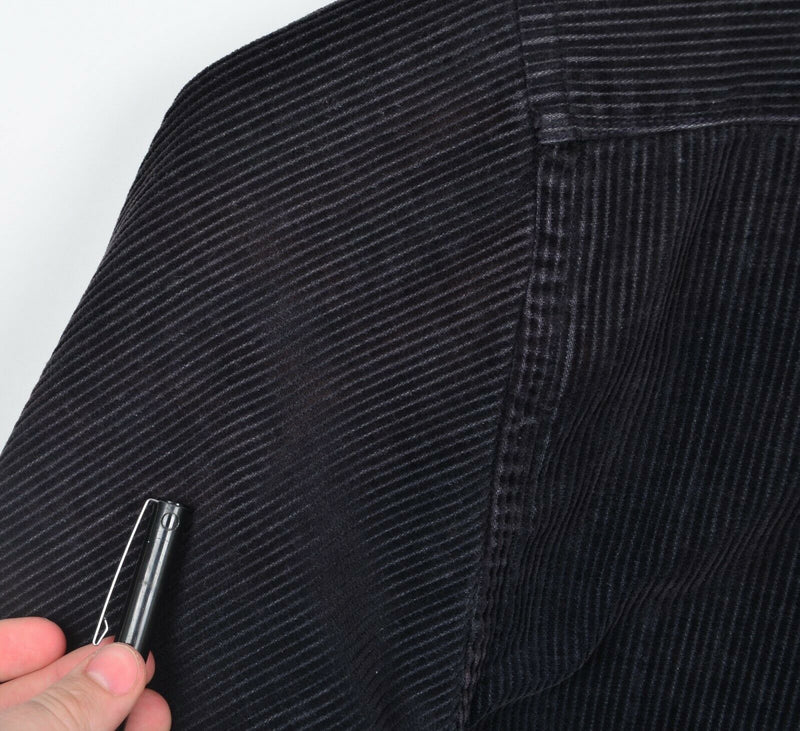 Vintage 90s Gap Men's Large Corduroy Quilt-Lined Black Button-Front Shirt Jacket