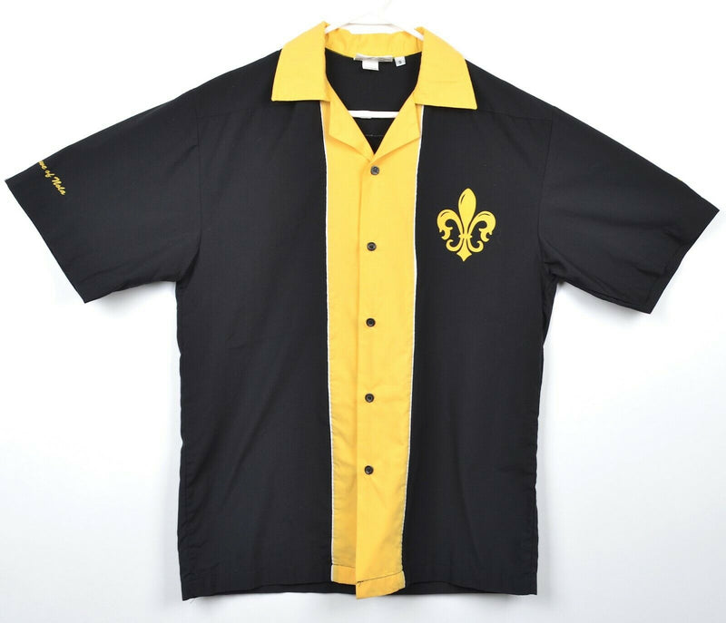 Cruisin USA Men's Sz Small New Orleans NOLA Striped Panel Gold Bowling Shirt