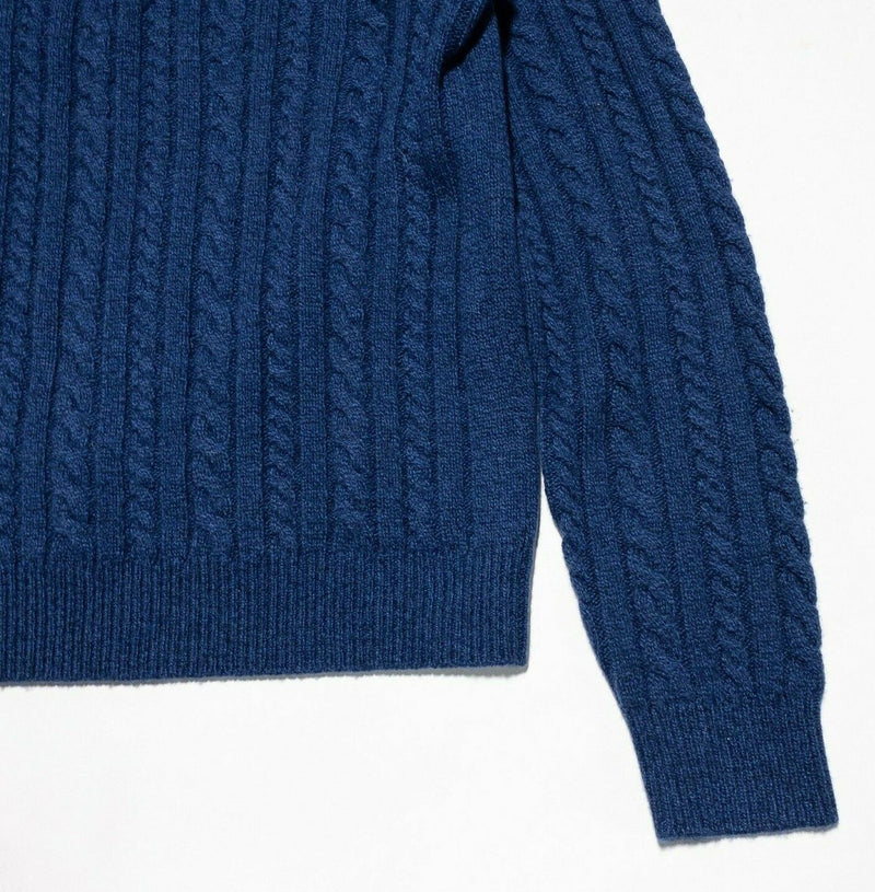 Bloomingdale's Sweater Men's Medium Wool Cashmere Cable-Knit Blue Pullover