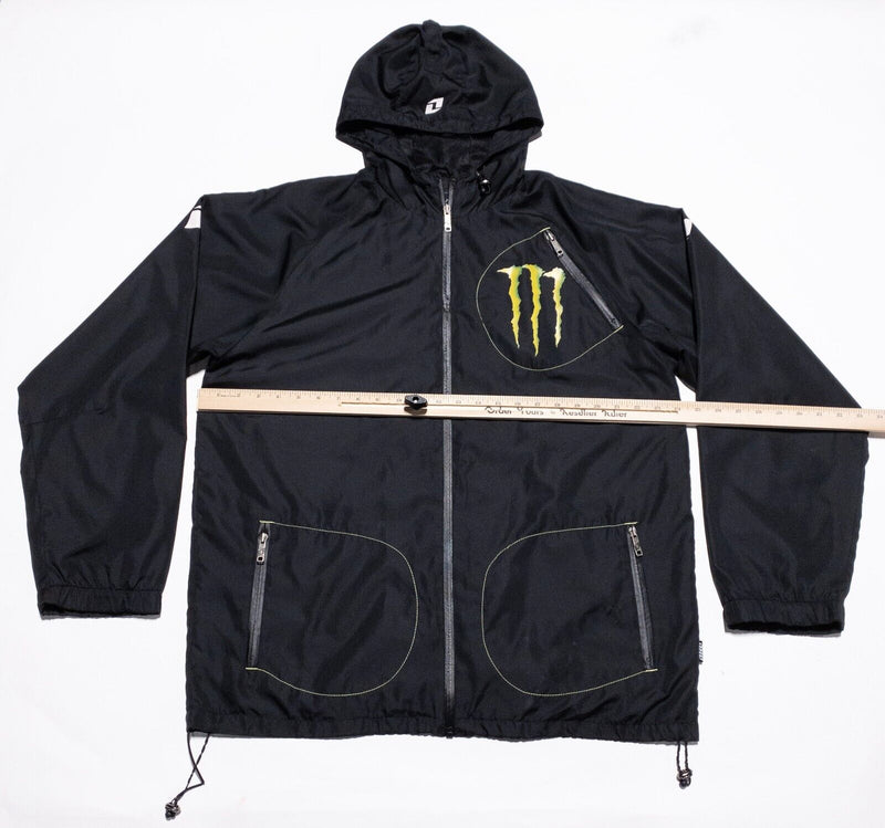 Monster Energy Jacket Men's Large One Industries Hooded Black Army Windbreaker