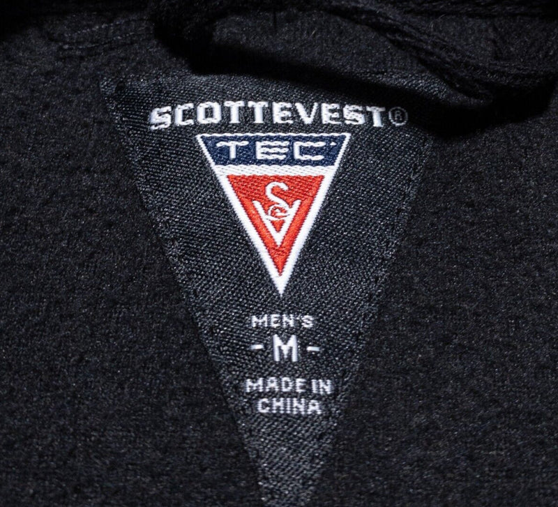 SCOTTeVEST Hoodie Men's Medium Microfleece Pockets Travel Black Hooded Full Zip