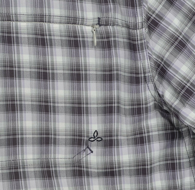 Prana Men's XL Nylon Purple Gray Hiking Fishing Casual Button-Front Shirt
