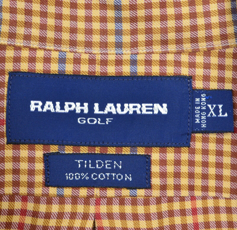 Ralph Lauren Golf Button-Down Shirt Men's XL Tilden Brown Check Long Sleeve