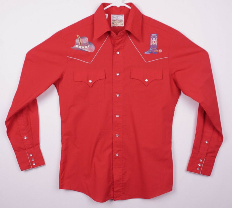 Rocking K Ranchwear Men's Sz Small Embroidered Red Pearl Snap Kennington Shirt
