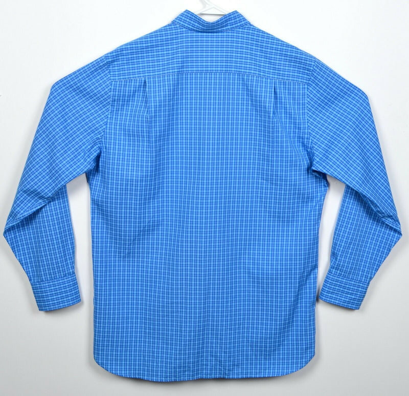 Southern Tide Men's Medium Classic Fit Blue Plaid Fish Logo Button-Down Shirt