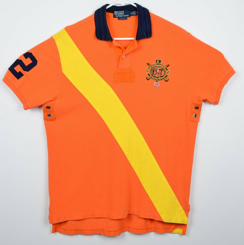 Polo Ralph Lauren Men's Sz Large Emboidered Equestrian Crest Orange Shirt