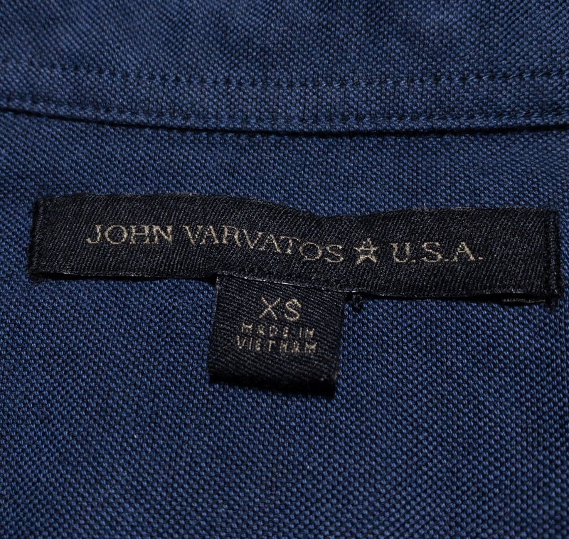 John Varvatos Pearl Snap Shirt Men's XS Solid Navy Blue Rockabilly Designer