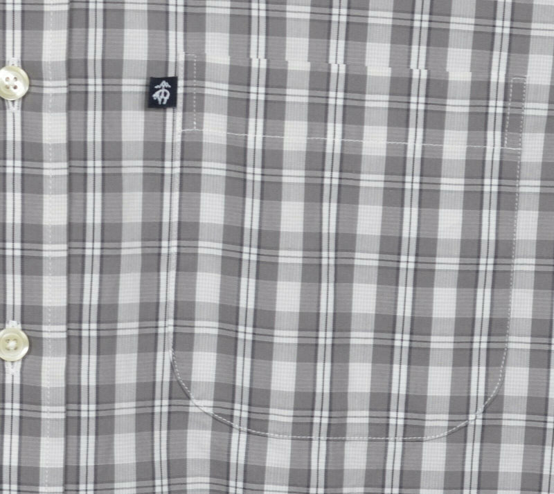Brooks Brothers Men's Medium Slim Fit Gray Plaid Long Sleeve Button-Down Shirt