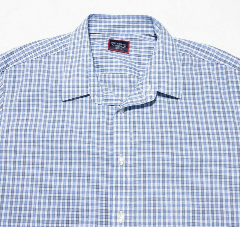 UNTUCKit XXL Slim Shirt Mens Wrinkle Free Blue Check Short Sleeve Button-Front