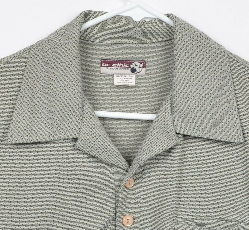 Vtg BC Ethic Men's Sz Large Geometric USA 3 Star Knits Bowling Lounge Shirt