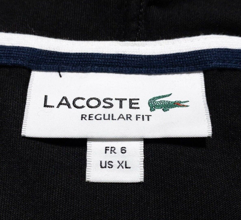 Lacoste Hoodie Men's XL Regular Fit FR 6 Black Pullover Lightweight Croc Gator