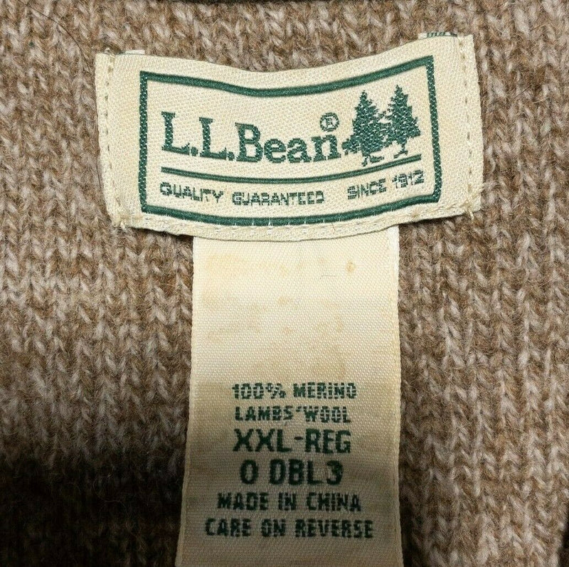 L.L. Bean Men's 2XL Waterfowl 100% Merino Wool No Lining Beige 1/4 Zip Sweater