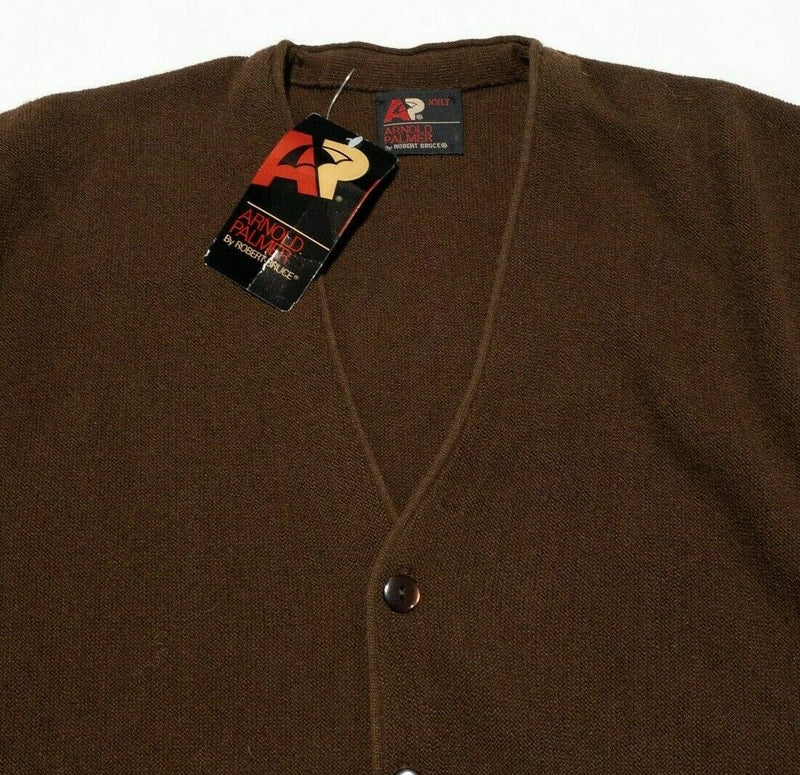 Arnold Palmer Robert Bruce Cardigan Sweater Brown Golf Acrylic Vintage Men 2XLT
