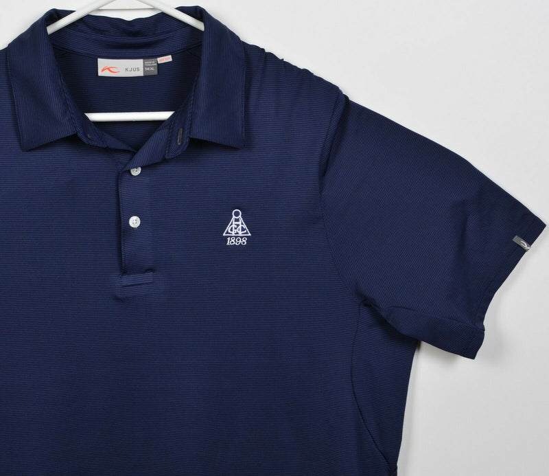 KJUS Men's XL/54 Blue Striped Soren UPF 50+ Stretch Wicking Golf Polo Shirt