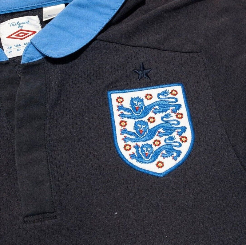 Umbro England Football Jersey Men's 40 Collared Rugby Black Blue Embroidered