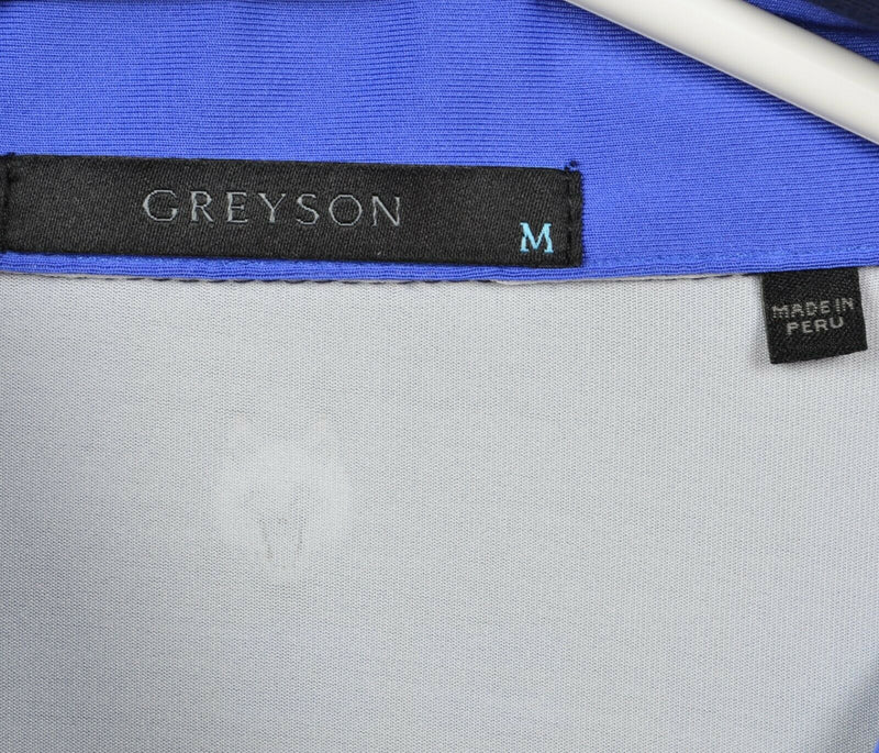 Greyson Men's Medium Green Navy Blue Tartan Plaid Wicking Golf Polo Shirt