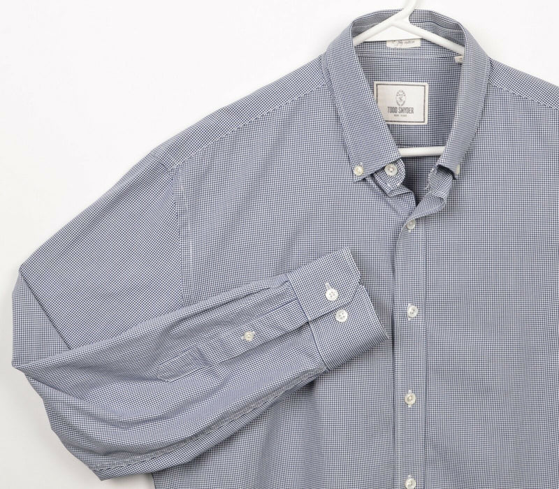 Todd Snyder Men's 16.5-32/33 Blue Micro-Check Button-Down Dress Shirt