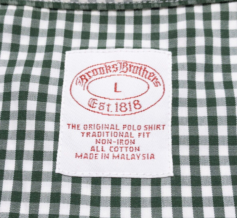 Brooks Brothers Shirt Men's Large Button-Down Long Sleeve Green Gingham Check