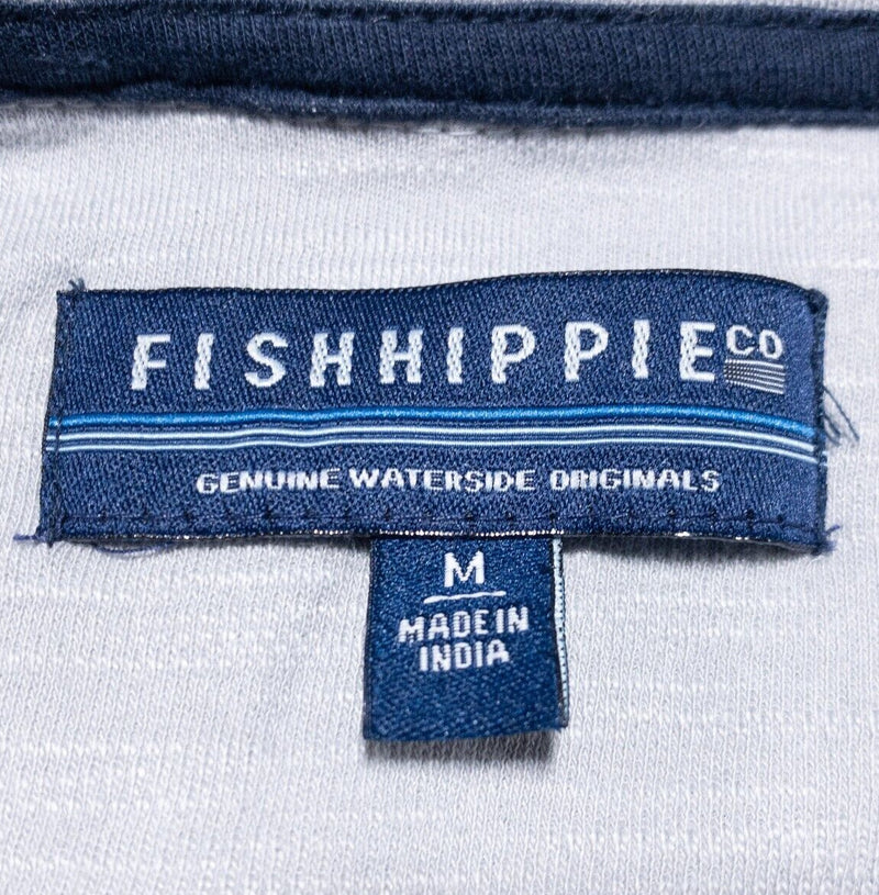 Fish Hippie Pullover Men's Medium 1/4 Zip Light Gray Cotton Modal Blend Stretch