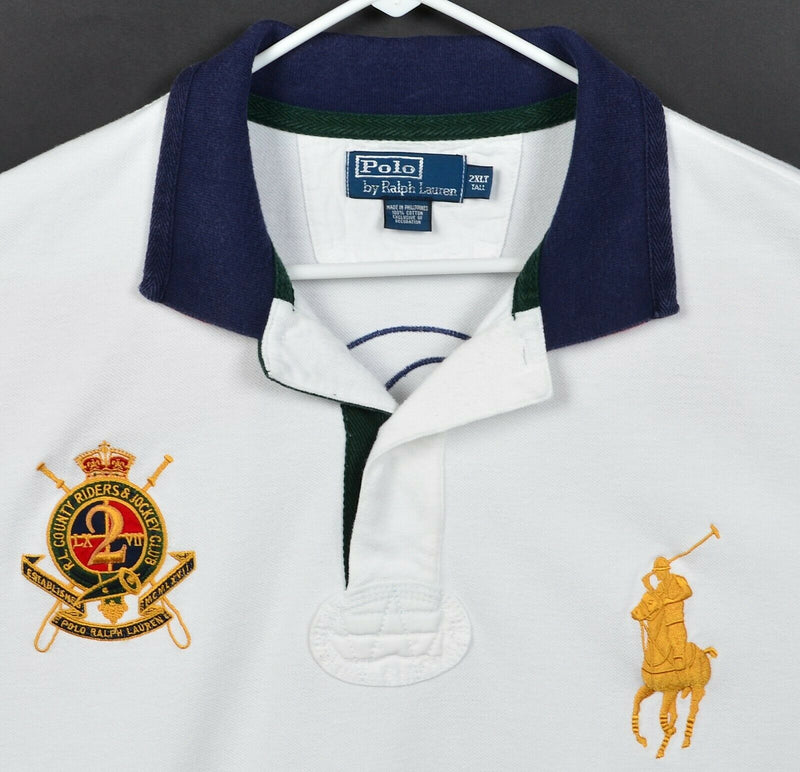 Polo Ralph Lauren Men's 2XLT Tall Big Pony White Crest Embroidered Polo Shirt