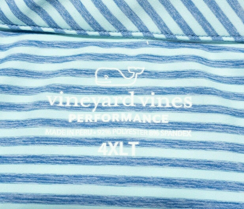 Vineyard Vines 4XLT Performance Polo Shirt Men's Polyester Wicking Blue Striped