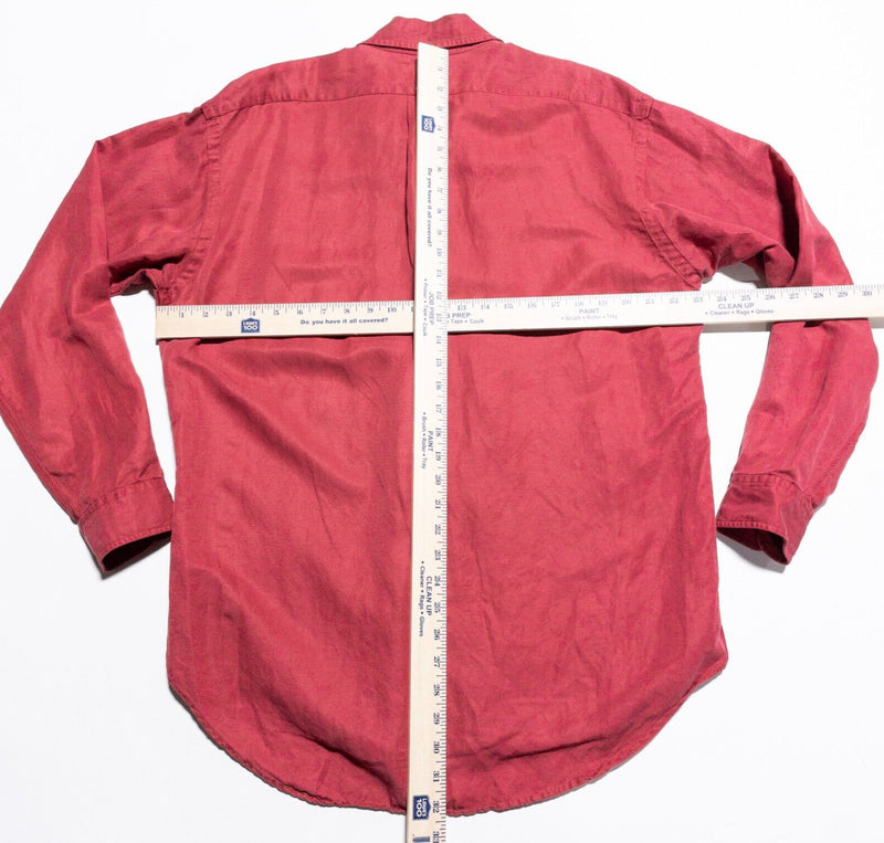 Polo Ralph Lauren Silk Linen Shirt Mens Medium Long Sleeve Button-Down Red Blake