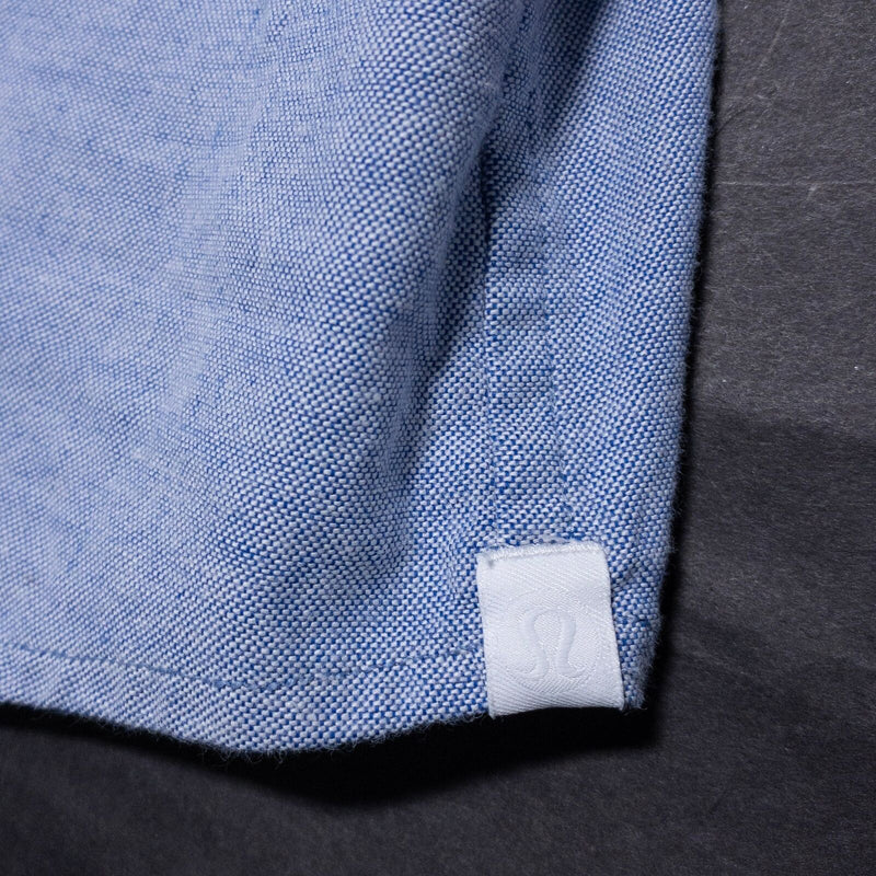 Lululemon Commission Shirt Men's Fits L/XL Oxford Stretch Blue Long Sleeve