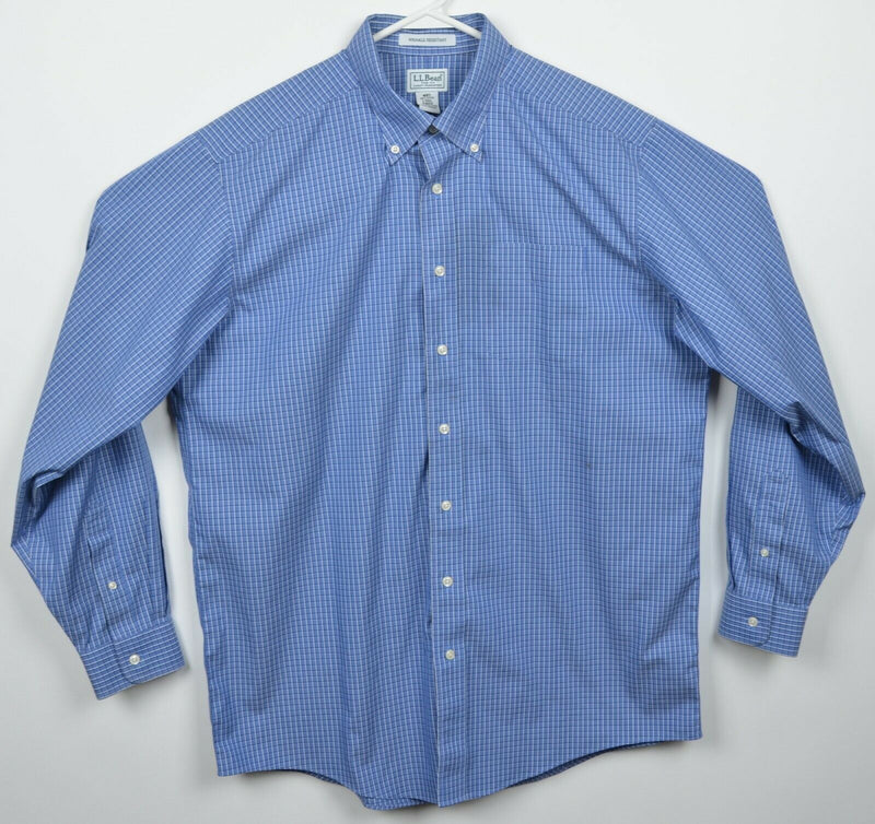 L.L. Bean Men's LT Large Tall Wrinkle Resistant Blue Check Button-Down Shirt