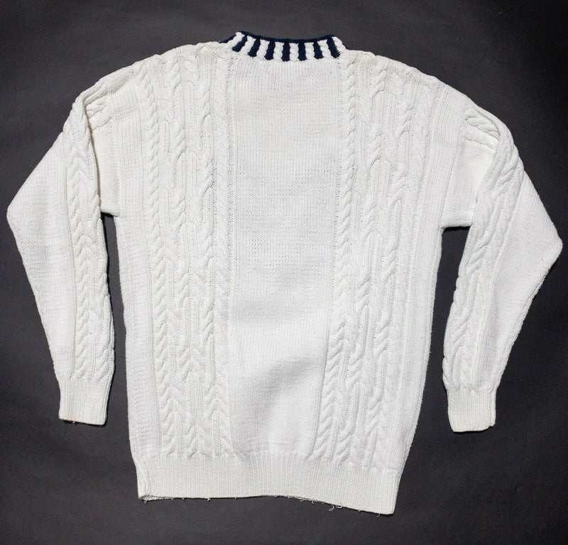 Regatta Sport Cable-Knit Sweater Vintage 90s Eagle Preppy Nautical Adult Large