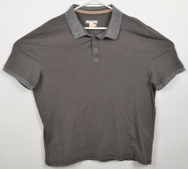 Carbon 2 Cobalt Men's Large Gray Contrast Trim Short Sleeve Polo Shirt