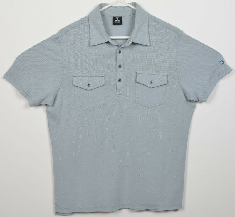 Kuhl Men's Medium Light Gray Modal Blend Hiking Travel Pockets Polo Shirt