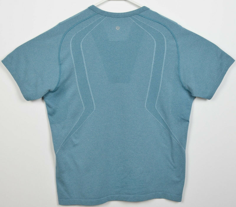Lululemon Men's Large Henley Collar Metal Vent Tech Blue/Green Athleisure Shirt